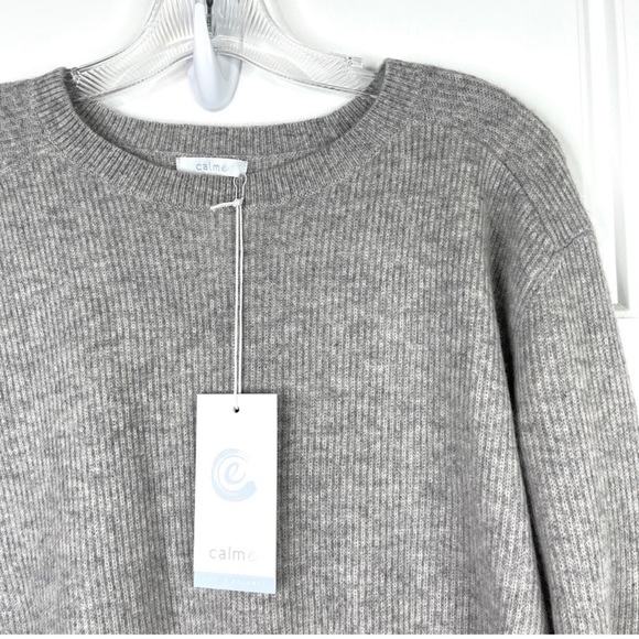 JOHNNY WAS CALME 100% Cashmere Ribbed Pullover Sweater Gray NEW Size XXL